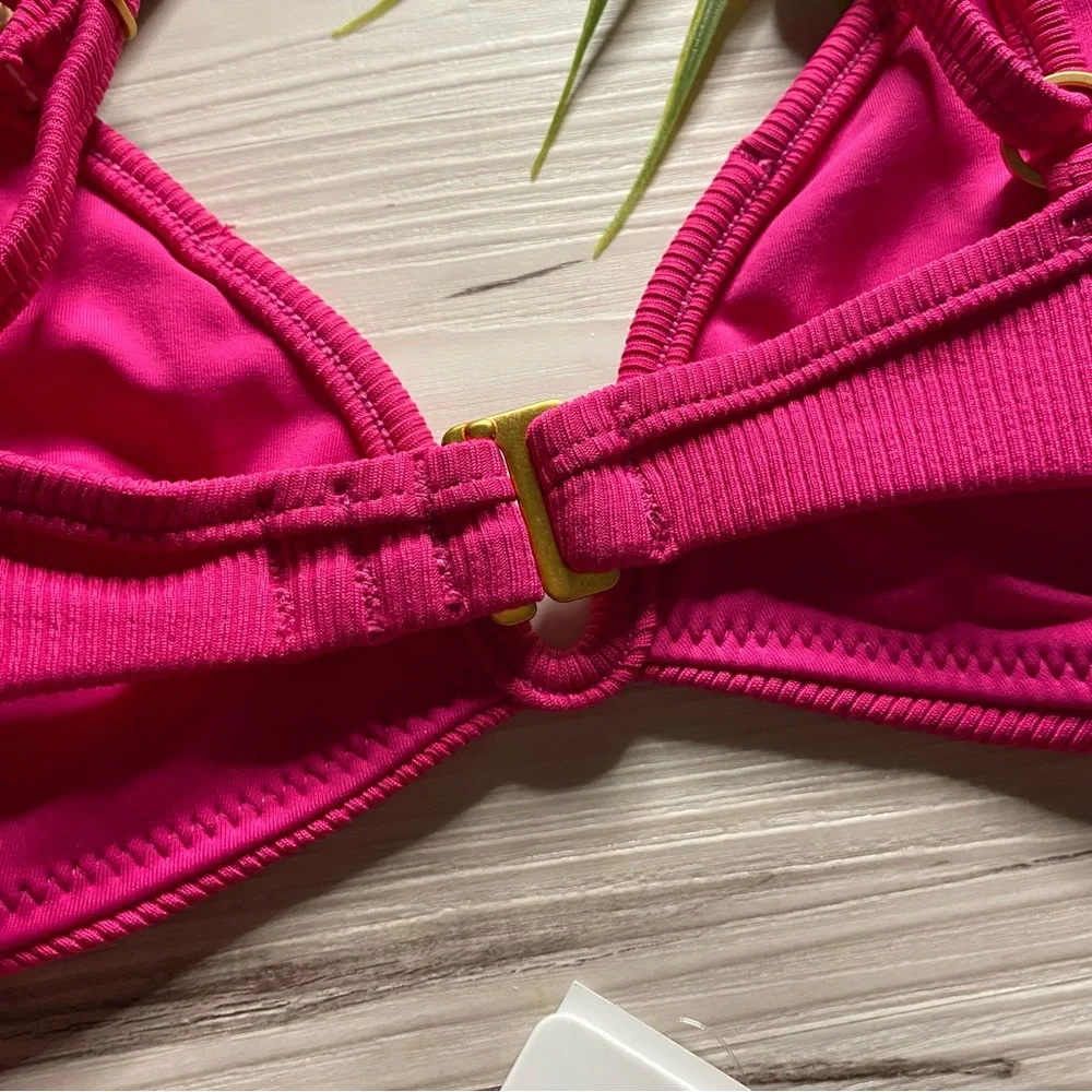 L*Space 🩷 Barbie Pink V-Neck Wire Helena Bikini Top | Cheeky Bottoms